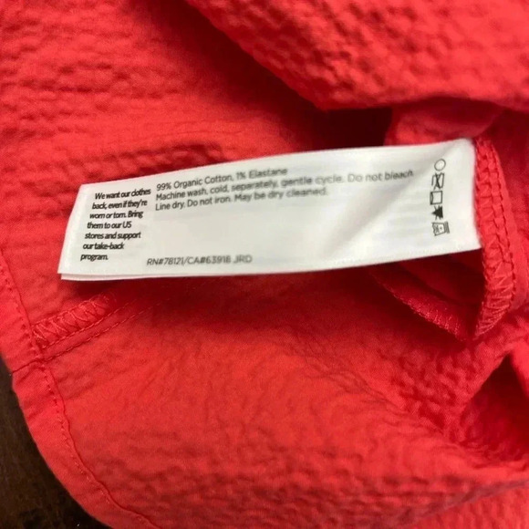 Eileen Fisher Organic Cotton Pucker Tiered Dress Midi Watermelon Sz XS Flowy - Picture 6 of 12